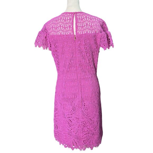 Trina Turk Womens Plum Rose Lace Detailed Sheath Formal Dress Cap Sleeve, Size 6 - Picture 5 of 10